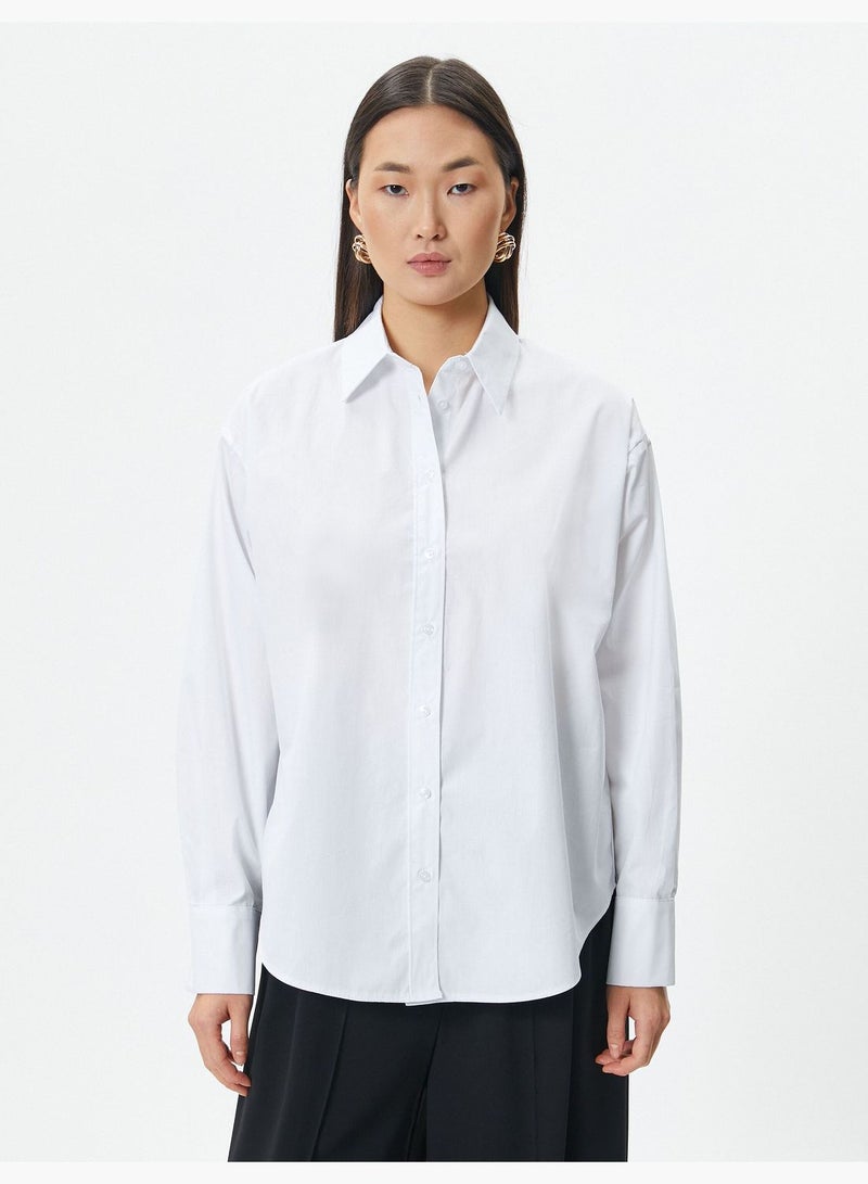 Cotton Buttoned Long Sleeve Basic Shirt