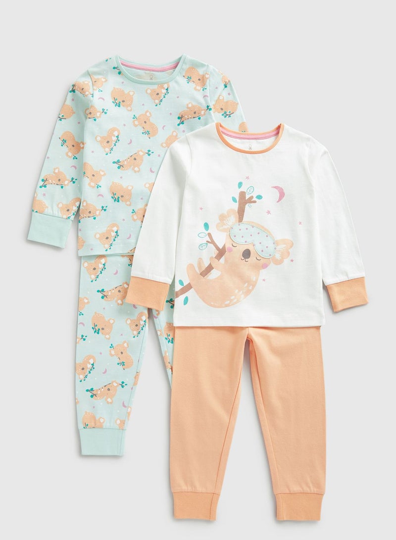 Kids 2 Pack Printed Long Pajama Set