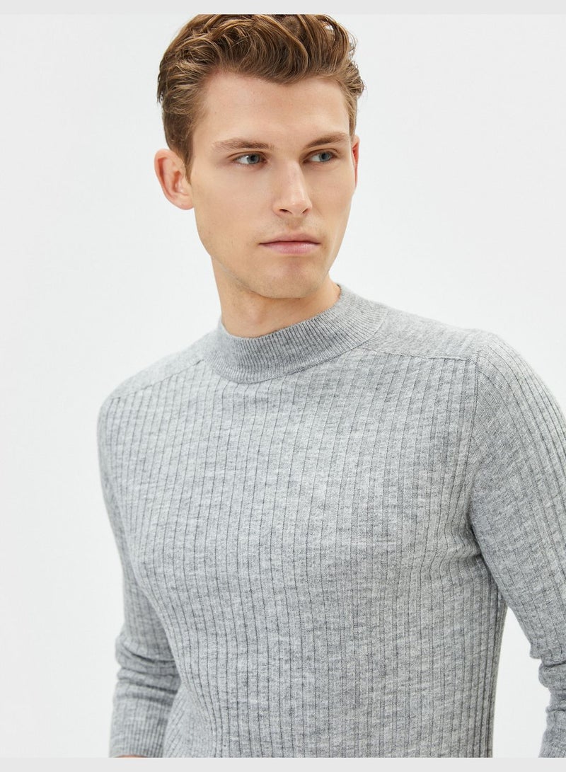 Slim Fit Long Sleeve Knitwear Half Turtleneck Sweater