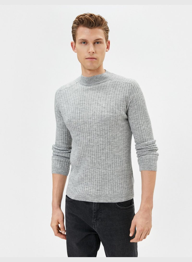 Slim Fit Long Sleeve Knitwear Half Turtleneck Sweater