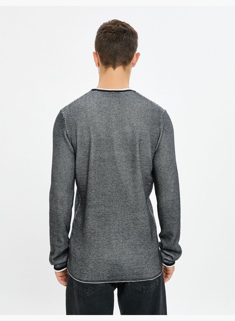 Knitwear Sweater Textured Crew Neck Slim Fit Long Sleeve