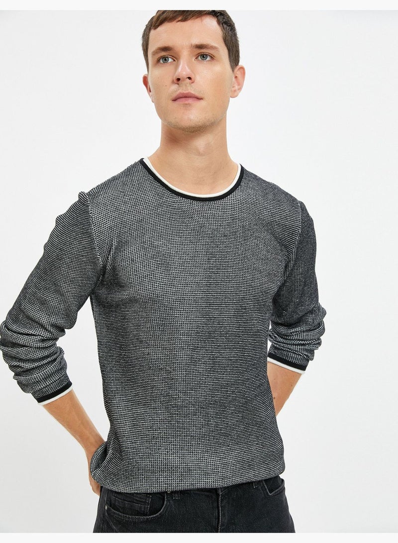 Knitwear Sweater Textured Crew Neck Slim Fit Long Sleeve