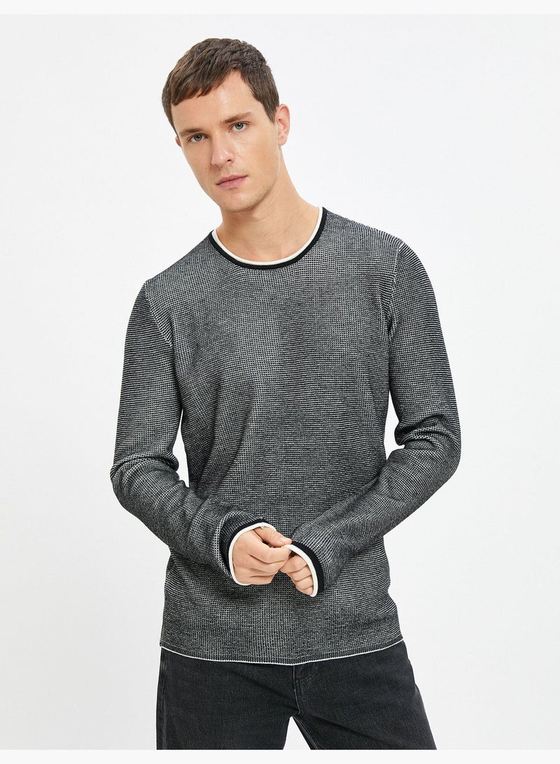 Knitwear Sweater Textured Crew Neck Slim Fit Long Sleeve