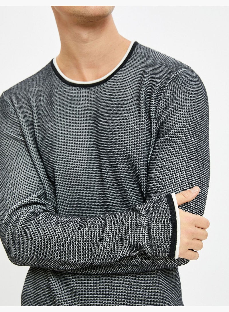 Knitwear Sweater Textured Crew Neck Slim Fit Long Sleeve