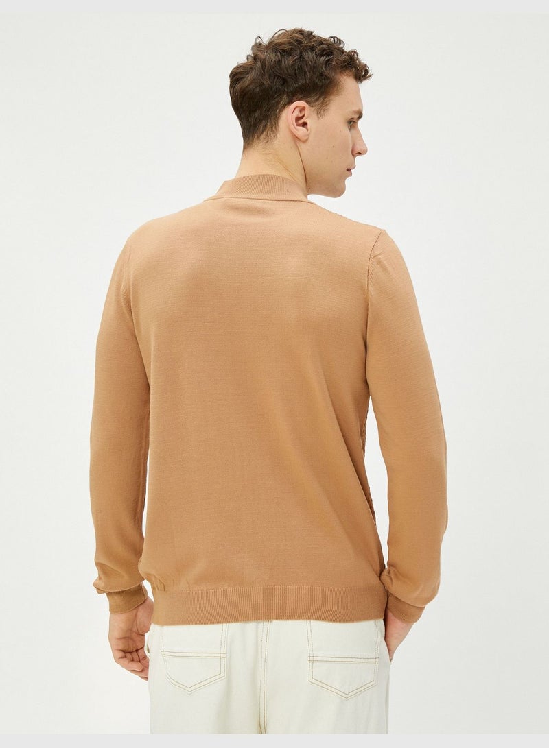 Half Turtleneck Sweater Knitwear Tissued Slim Fit Long Sleeve