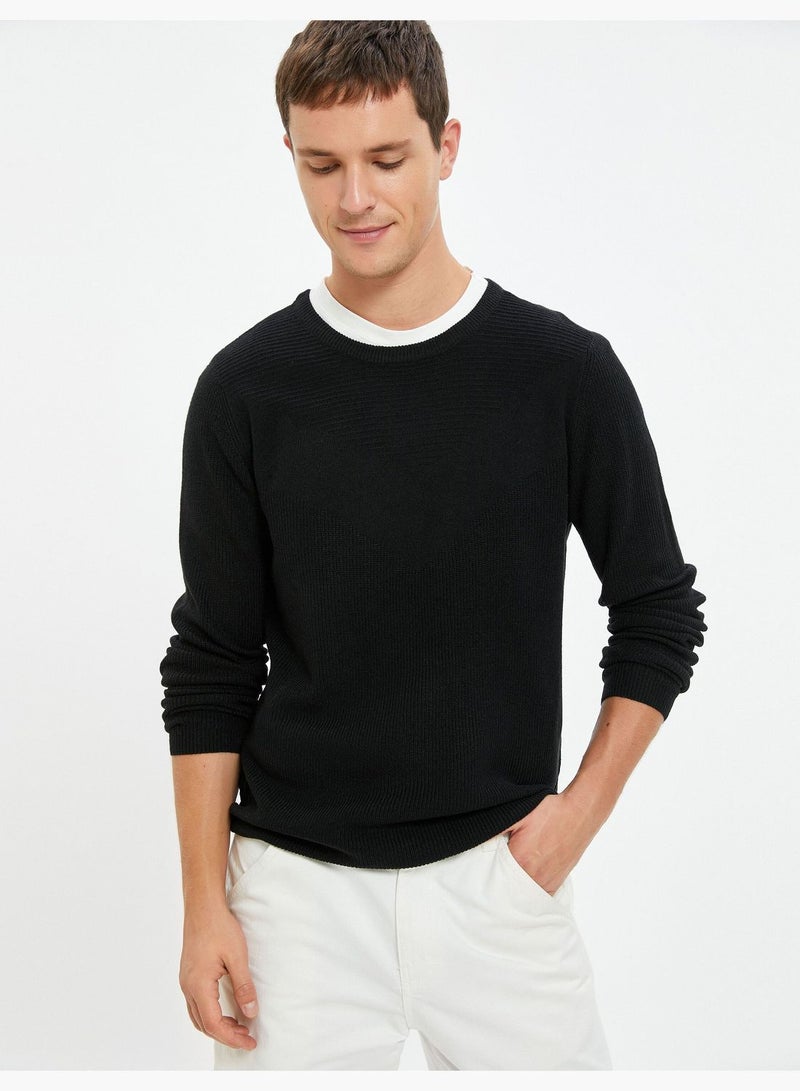 Knitwear Sweater Textured Crew Neck Long Sleeve