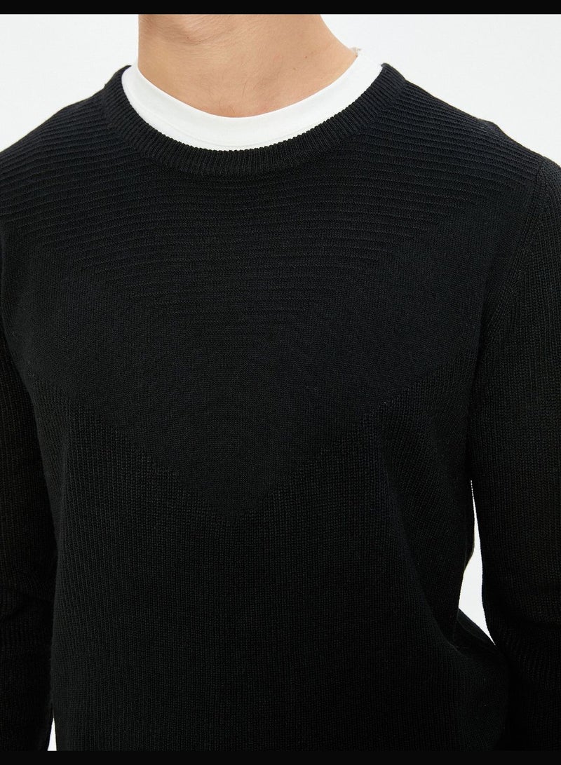 Knitwear Sweater Textured Crew Neck Long Sleeve