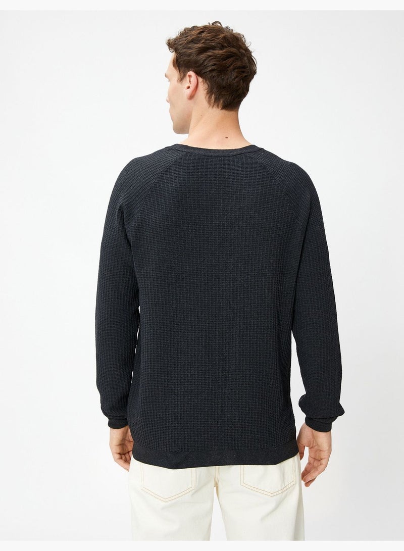 Basic Knitwear Sweater Crew Neck Slim Fit Textured