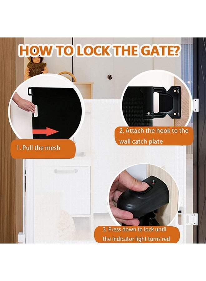 Child Baby 59” Wide Safety Gate; Retractable Design For Home Or Travel; Doorways Stairs Hallways Indoor Outdoor (Black)