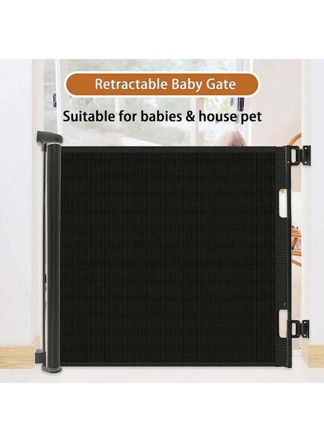 Child Baby 59” Wide Safety Gate; Retractable Design For Home Or Travel; Doorways Stairs Hallways Indoor Outdoor (Black)
