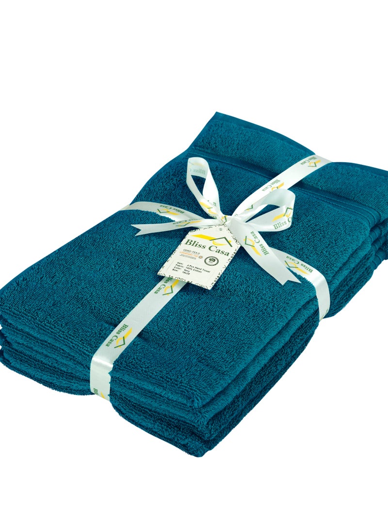 Bliss Casa 4-Piece 100% Combed Cotton Hand Towels - 550 GSM Quick Dry Highly Absorbent Hand Towel Set - Thick Soft Hotel Quality Towels for Hand And Spa 16x28 Inch