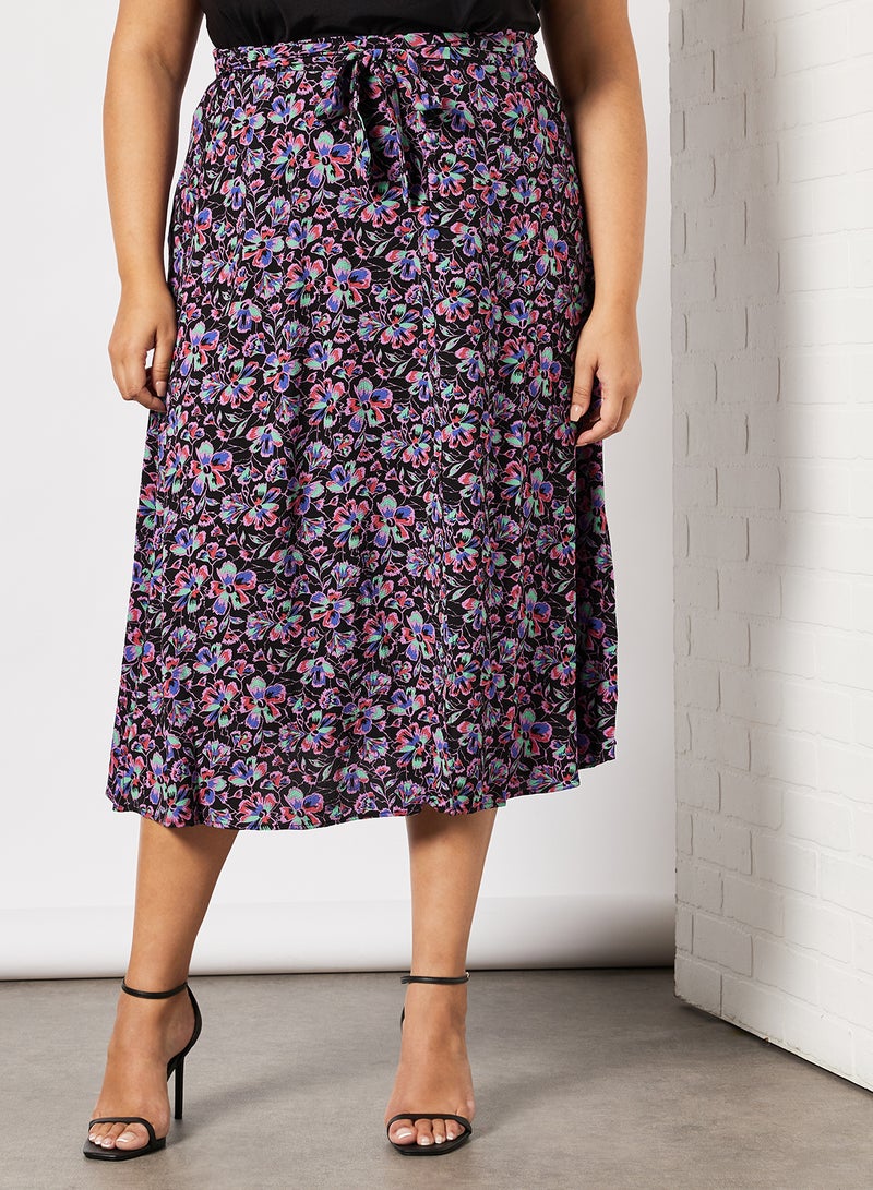 Plus Size Floral Print Skirt Multicolour