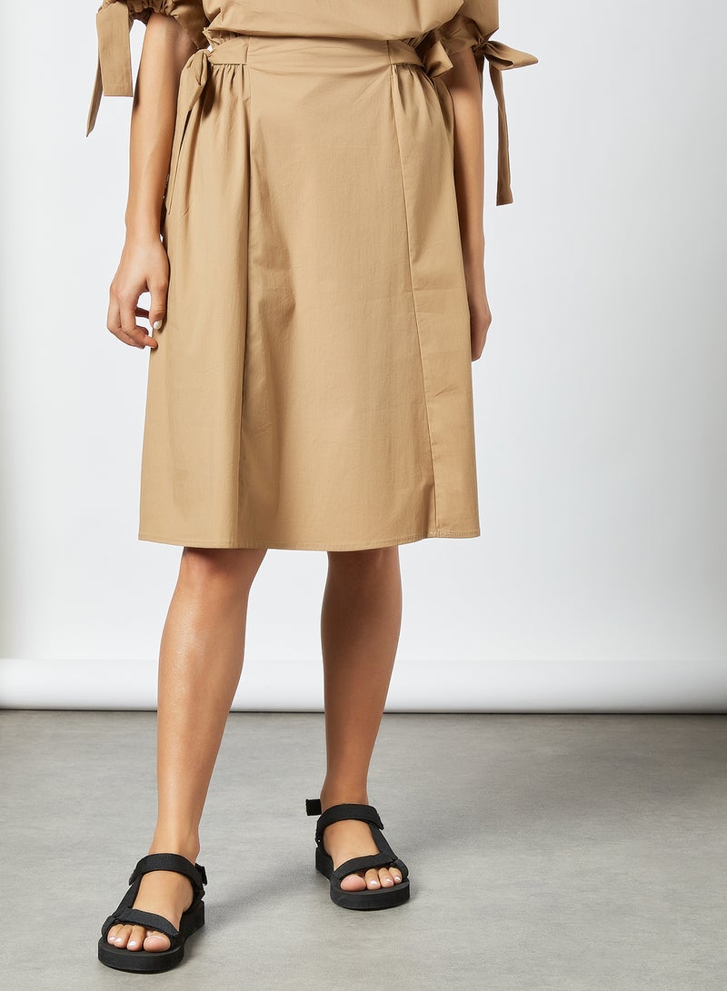 Tie Detail Skirt Brown