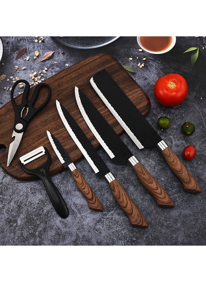 Kitchen Knife Set, 6-Piece Kitchen Sharp Knife Set, Non-Stick Anti-Slip Stainless Steel Chef Knife Set for Home Use