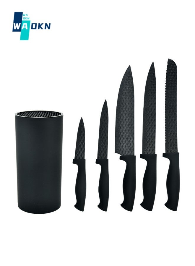Kitchen Knife Set, 6-Piece Kitchen Sharp Knife Set, Non-Stick Anti-Slip Stainless Steel Chef Knife Set with Universal Knife Holder for Home Use
