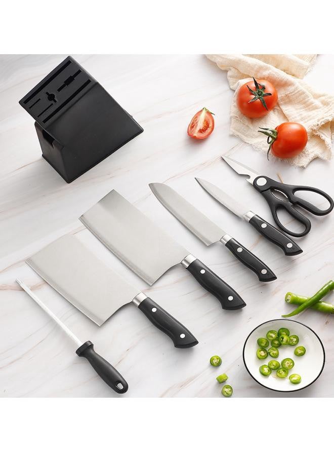 7-piece Knife Block Set. Forged Special Formula Stainless Steel, Ergonomic Handle, Set: 2 Kitchen Knives, 2 Fruit Knives, Scissors, Sharpening Rod, Knife Holder