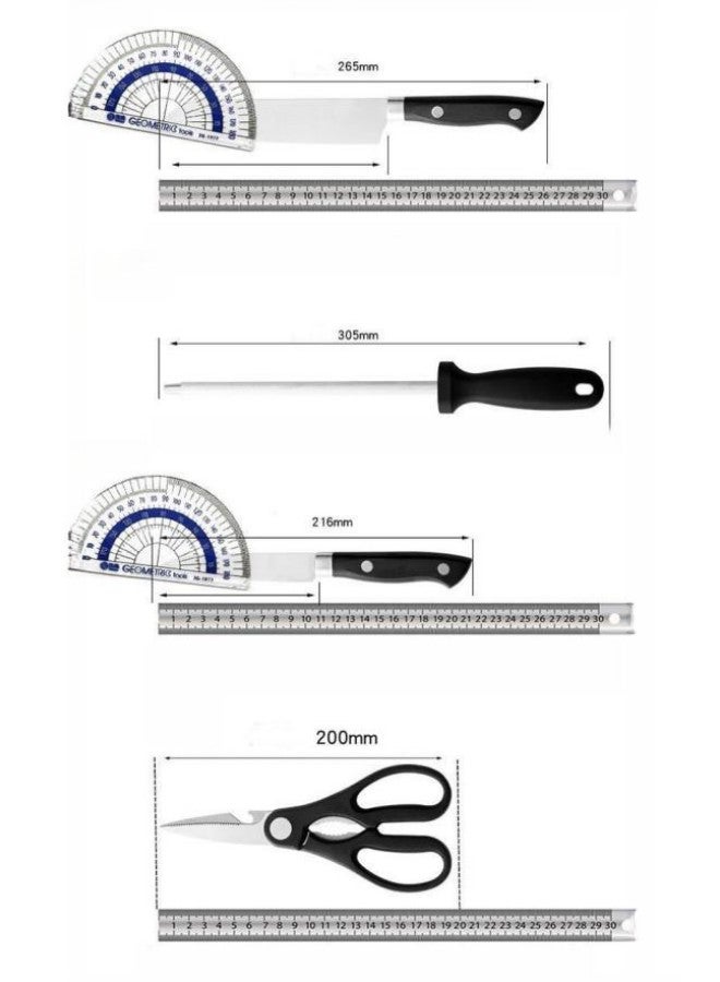 7-piece Knife Block Set. Forged Special Formula Stainless Steel, Ergonomic Handle, Set: 2 Kitchen Knives, 2 Fruit Knives, Scissors, Sharpening Rod, Knife Holder