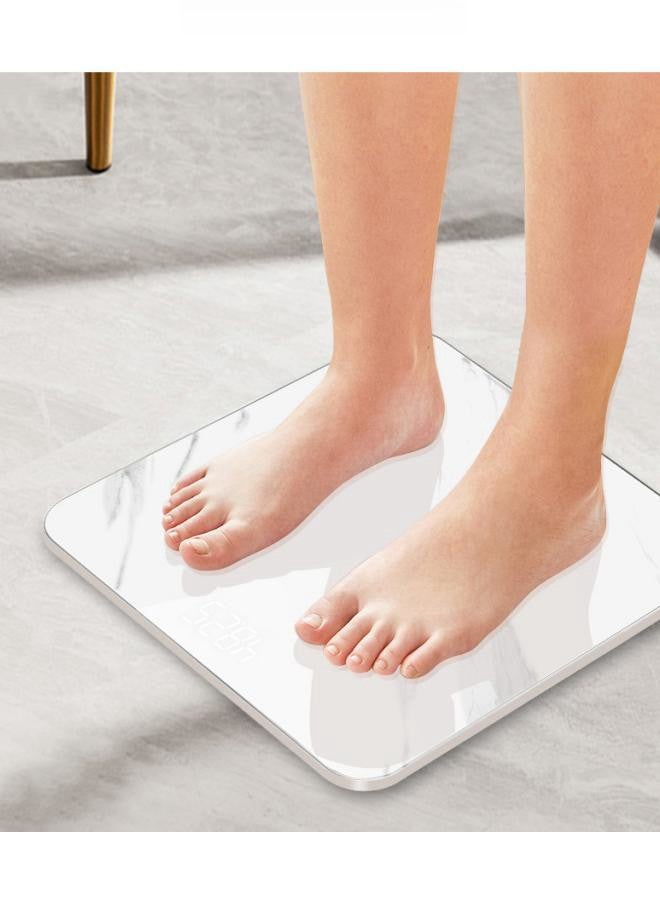 White Marble Smart Home Scale Digital Bathroom Scales for Body Weight, Weighing Scale Electronic Bath Scales with High Precision Sensors Accurate Weight Machine for People, LED Display
