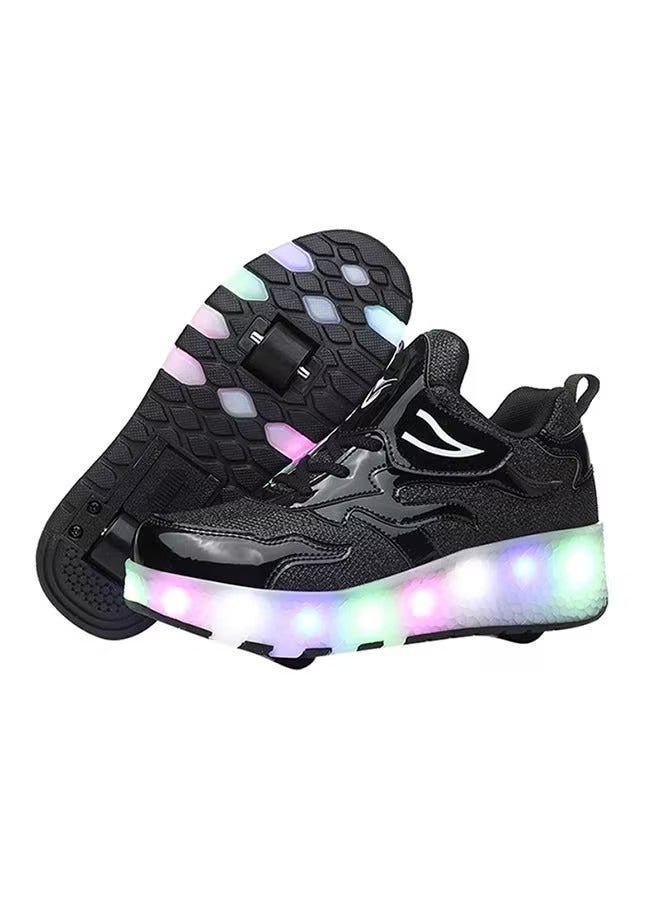 Goolsky LED Flash Light Fashion Shiny Sneaker Skate Shoes With Wheels And Lightning Sole 35size
