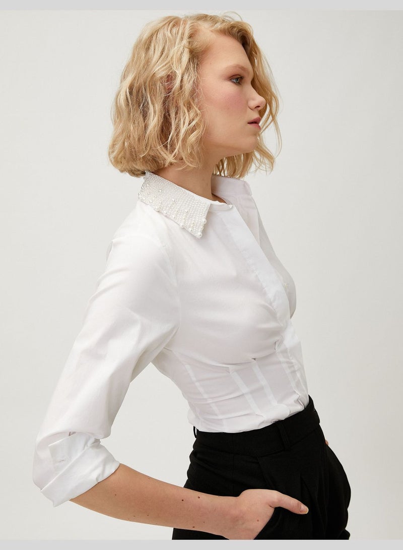 Corset Detail Pearl Embellished Shirt