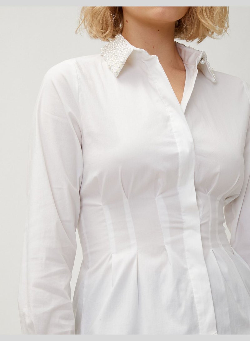 Corset Detail Pearl Embellished Shirt