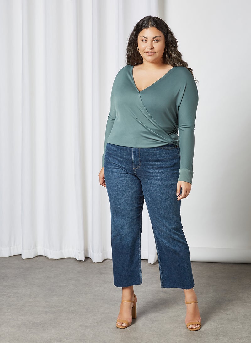 Plus Size Wrap T-Shirt Moss