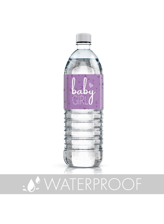 Purple It’S A Girl Baby Shower Water Bottle Labels Sweet Baby Girl Themed Waterproof Wrappers 24 Count