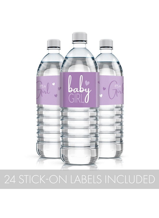 Purple It’S A Girl Baby Shower Water Bottle Labels Sweet Baby Girl Themed Waterproof Wrappers 24 Count