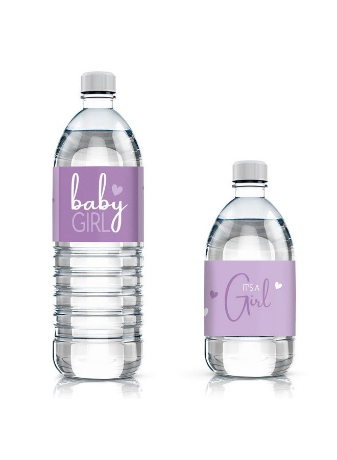 Purple It’S A Girl Baby Shower Water Bottle Labels Sweet Baby Girl Themed Waterproof Wrappers 24 Count
