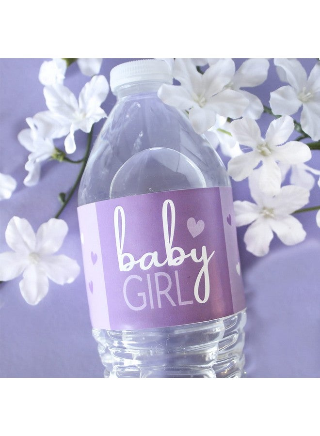 Purple It’S A Girl Baby Shower Water Bottle Labels Sweet Baby Girl Themed Waterproof Wrappers 24 Count