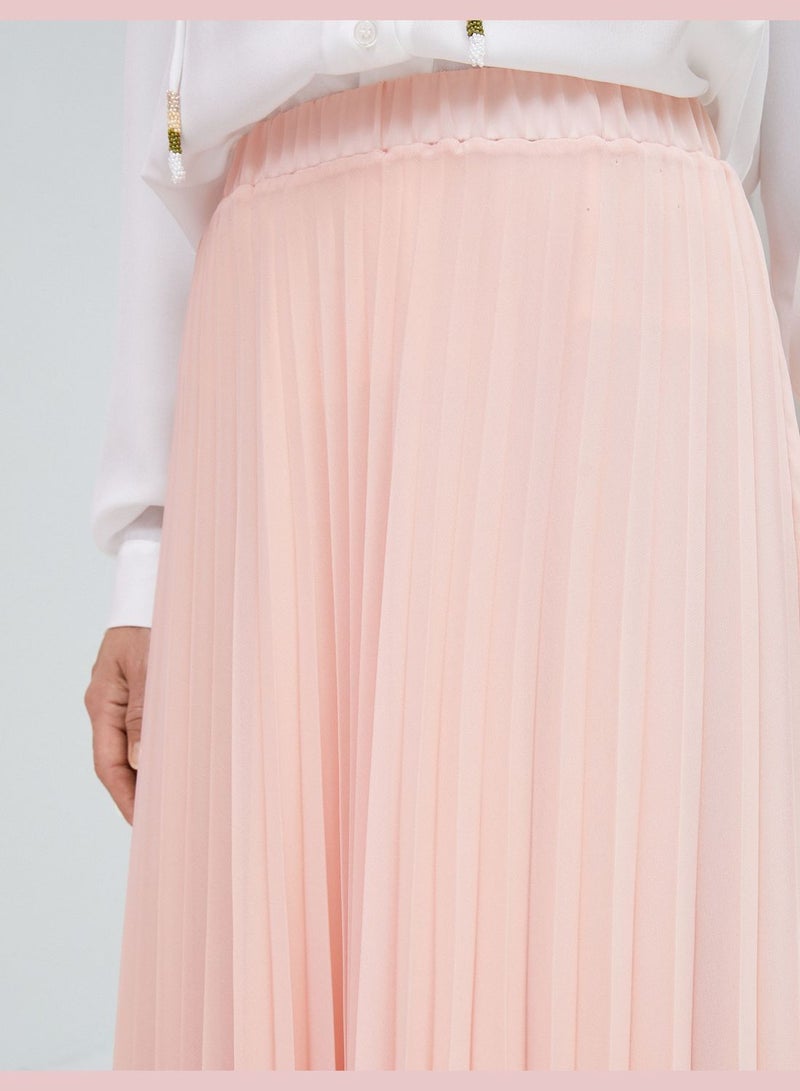 Asymmetric Cut Pleated Chiffon Midi Skirt