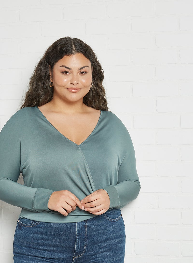 Plus Size Wrap T-Shirt Moss