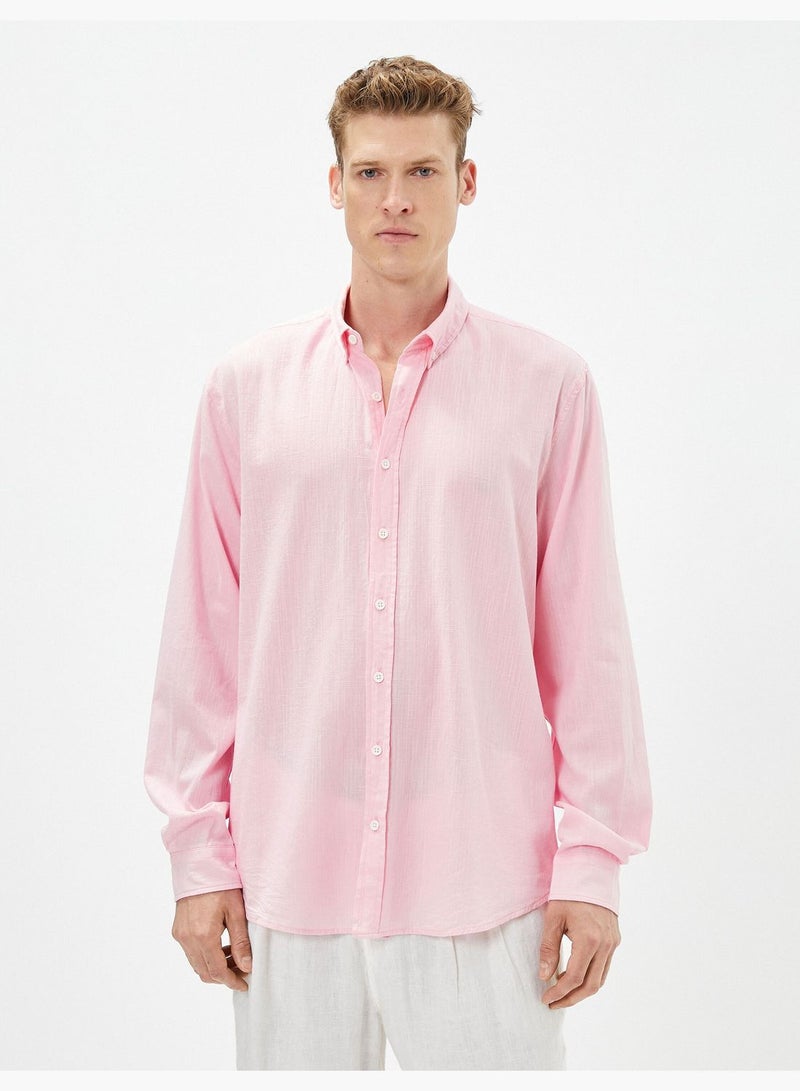 Basic Shirt Classic Neck Buttoned Cotton