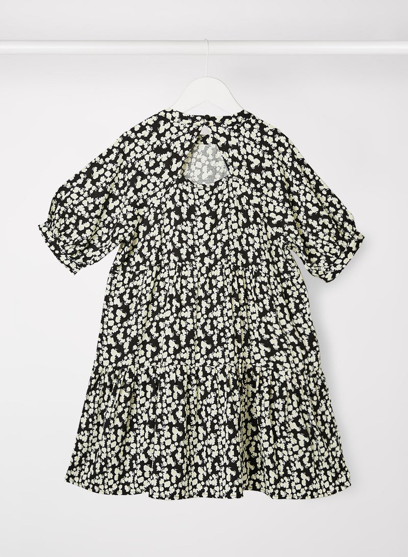 Kids/Teen Floral Print Dress Black