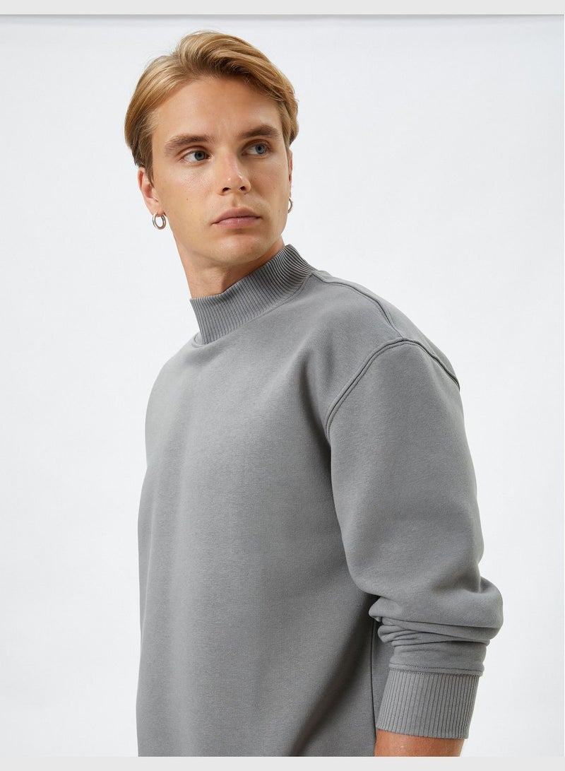 Ribbed Long Sleeve Basic High Neck Sweater