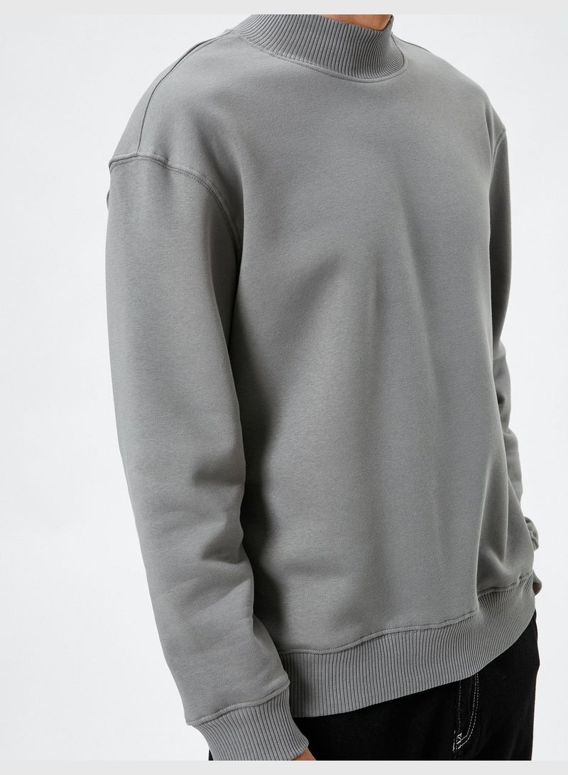 Ribbed Long Sleeve Basic High Neck Sweater