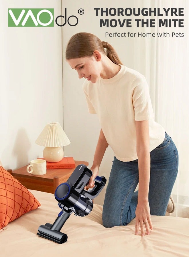4PCS Cordless Vacuum 11000Pa Cleaner Long Runtime of 40 mins Comes with Anti-mite Brush Head Two Suction Powers are Adjustable Silent Vacuum Cleaner Black