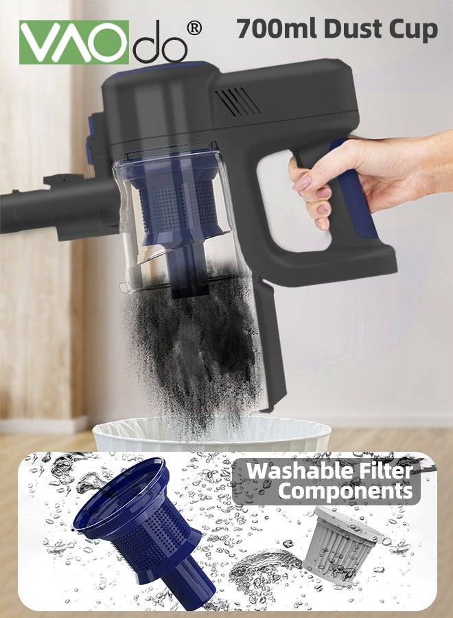 4PCS Cordless Vacuum 11000Pa Cleaner Long Runtime of 40 mins Comes with Anti-mite Brush Head Two Suction Powers are Adjustable Silent Vacuum Cleaner Black