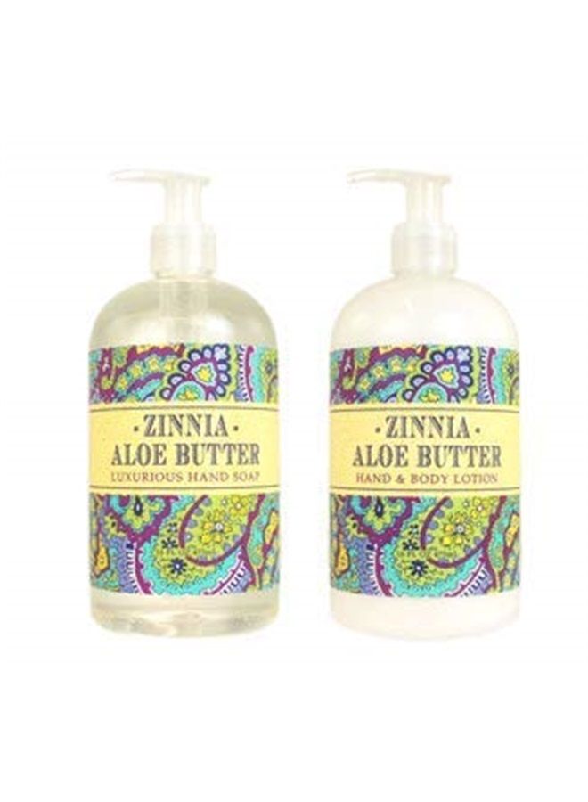 Botanical Collection: Zinnia Aloe Butter 16oz Hand Soap + 16oz Lotion