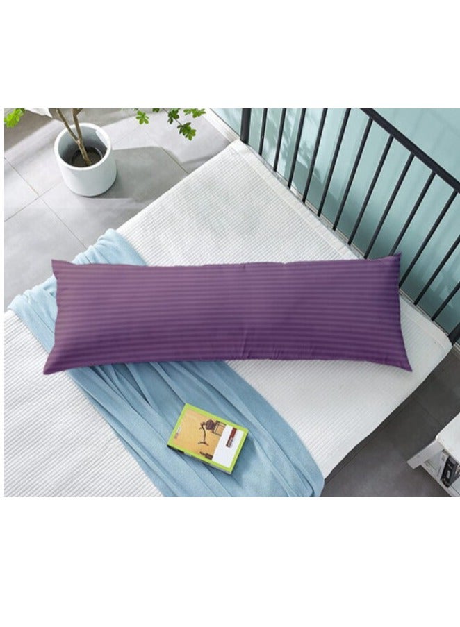 Long Body Pillow 1pc, Fabric: 100% Polyester 85 GSM Microfiber 1 cm Stripe Super Soft, Filling: 1300 gm Hollow Fiber Comfort, Breathable & Ultra Soft Size: 45 x 120 cm, Color: Lilac