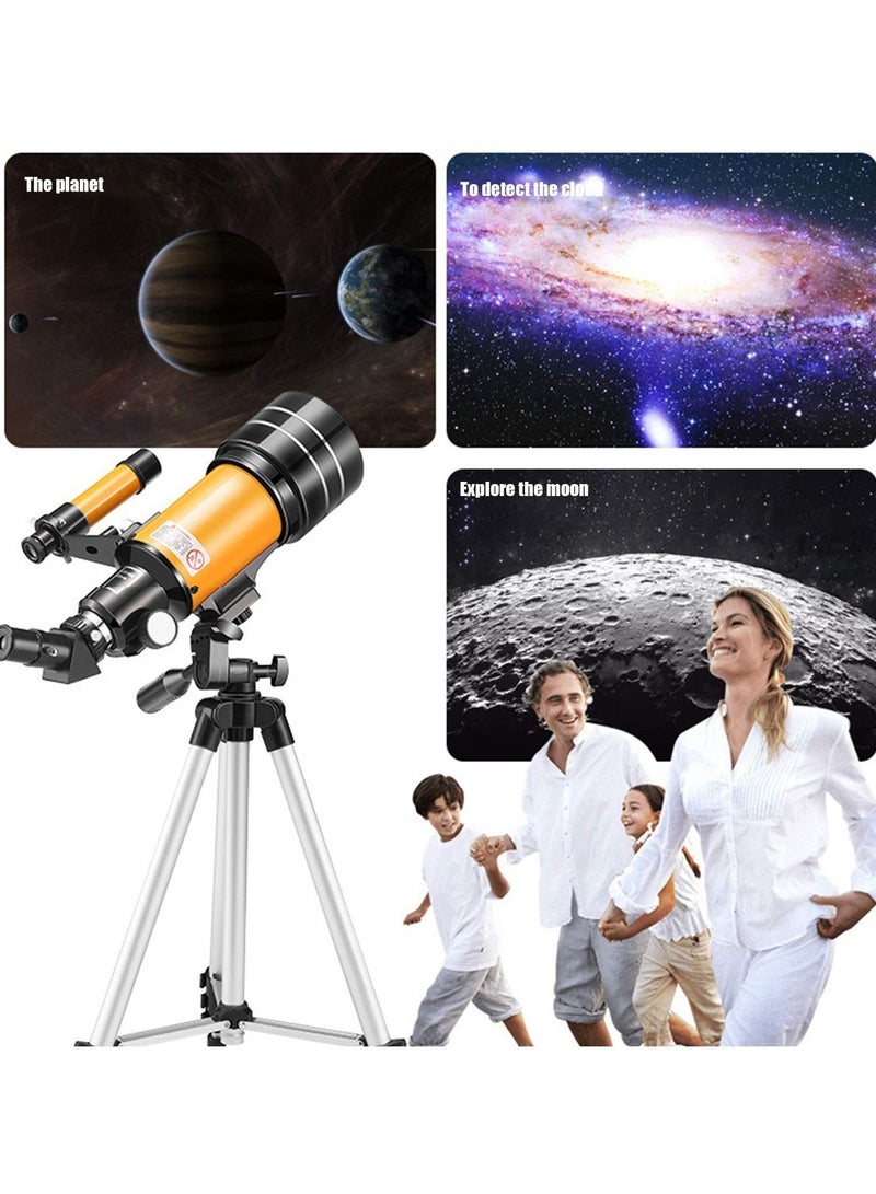 Astronomical telescope, direct viewing of stars, with tripod and mobile phone holder, High-power monocular telescope 150X refractor bezel, with AstroSolar