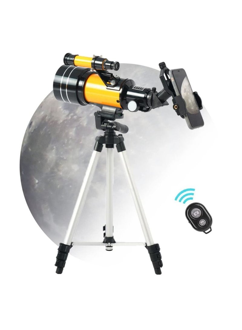 Astronomical telescope, direct viewing of stars, with tripod and mobile phone holder, High-power monocular telescope 150X refractor bezel, with AstroSolar