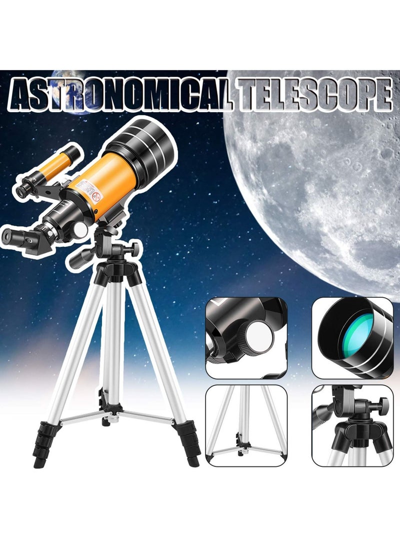 Astronomical telescope, direct viewing of stars, with tripod and mobile phone holder, High-power monocular telescope 150X refractor bezel, with AstroSolar