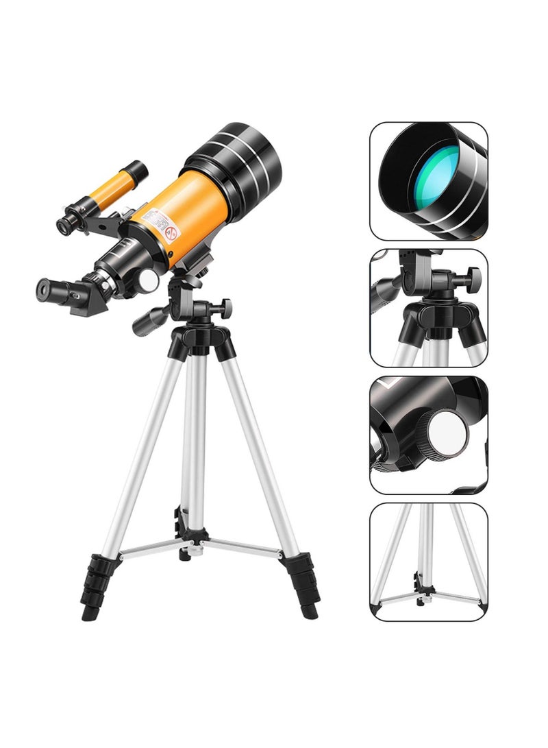 Astronomical telescope, direct viewing of stars, with tripod and mobile phone holder, High-power monocular telescope 150X refractor bezel, with AstroSolar
