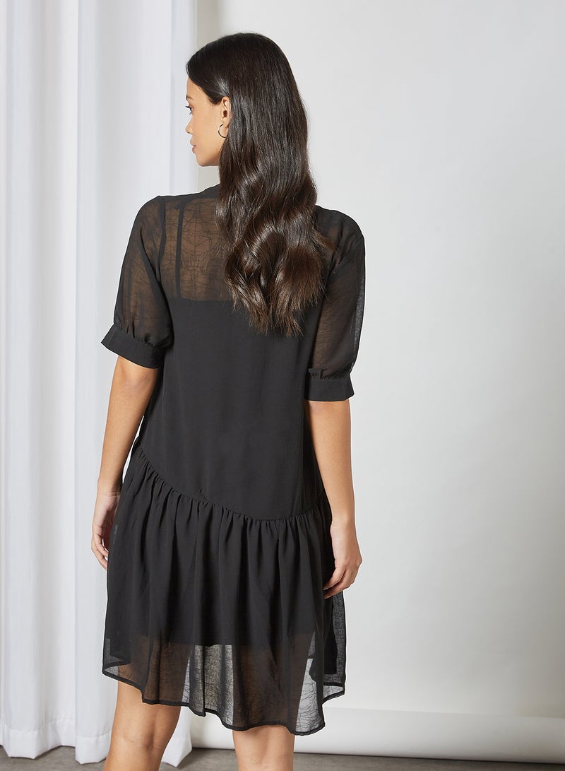 Peplum Mini Dress Black