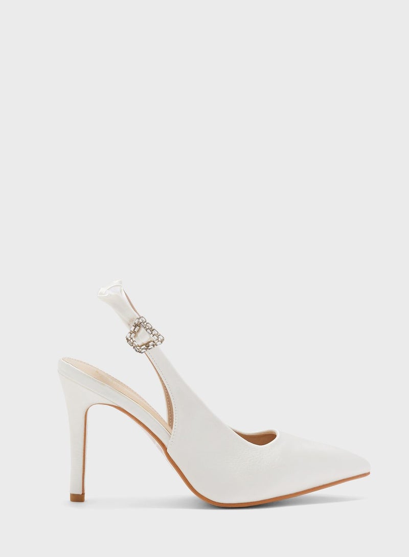 Jewelled Buckle Slingback Pointed Pump