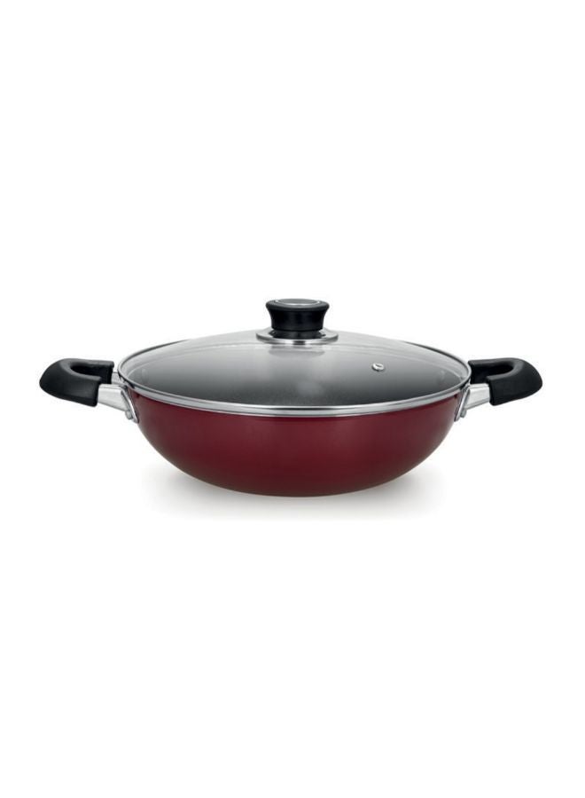 22Cm Wokpan With Glass Lid 3 Layer Non-Stick Coating 22X7Cm Multi Color Multi Color 22X7Cmcm