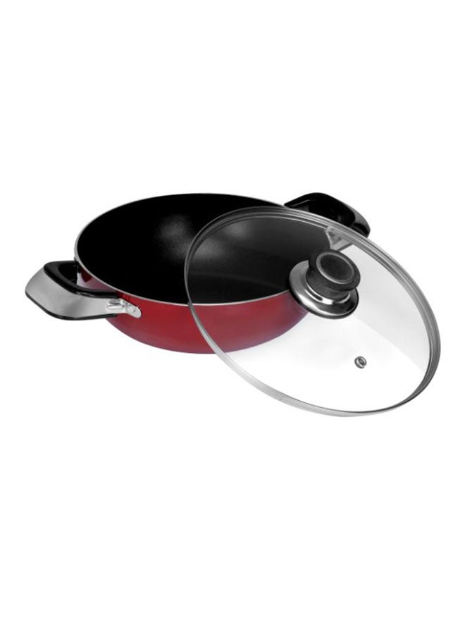 22Cm Wokpan With Glass Lid 3 Layer Non-Stick Coating 22X7Cm Multi Color Multi Color 22X7Cmcm