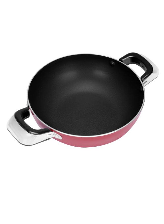 22Cm Wokpan With Glass Lid 3 Layer Non-Stick Coating 22X7Cm Multi Color Multi Color 22X7Cmcm