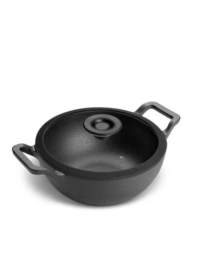 Prestige Cast Iron Kadai 20 CM | Iron Kadhai with Glass Lid for Cooking and Deep Frying |  Pre Seasoned Induction Cookware Black - PR48894
